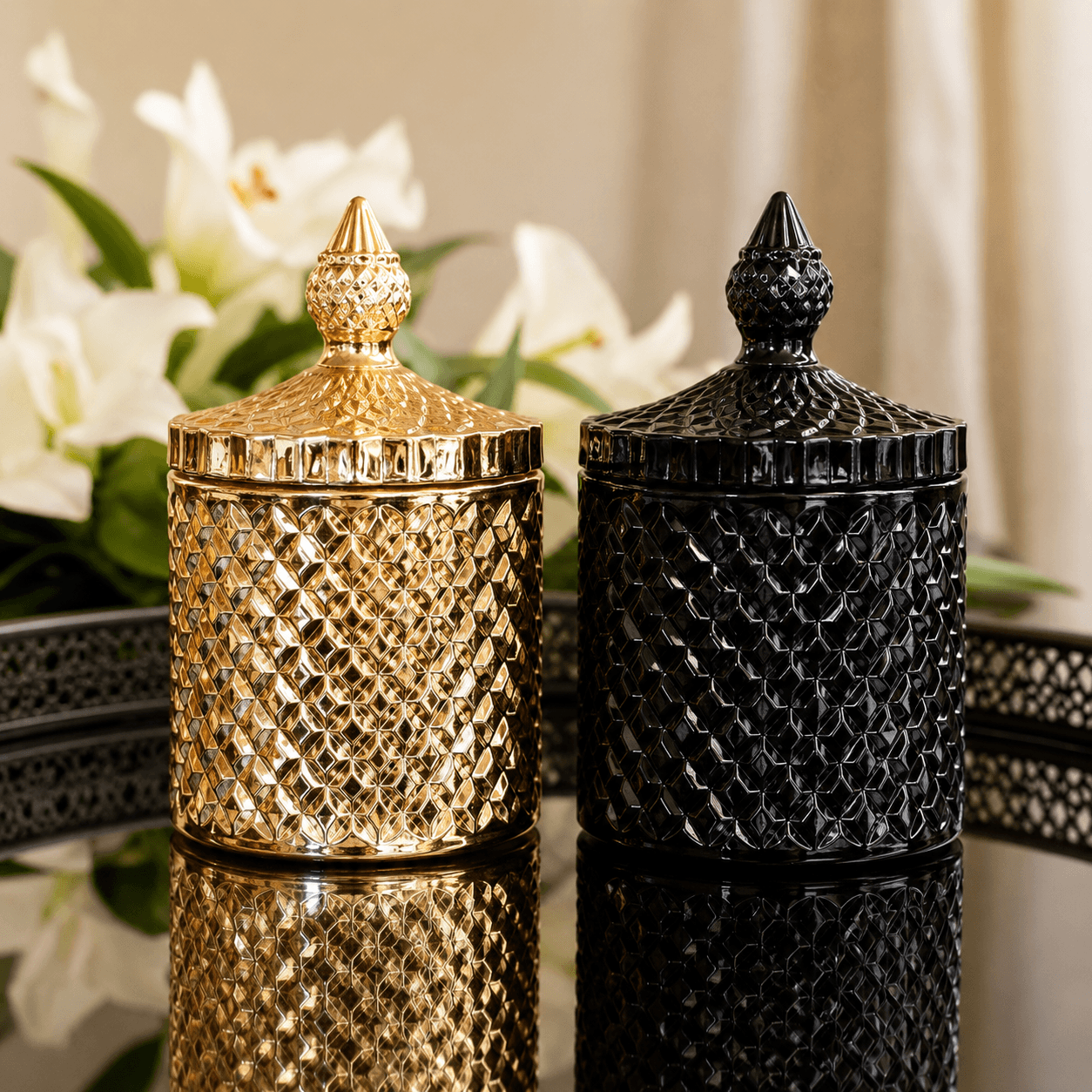 Gold & Black, velas de vaso Gold & Black - Imagen 1