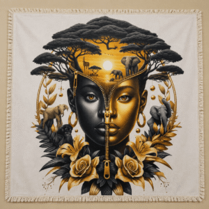 Manta Afrika decorativa con diseño africano y animales