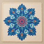 Manta Índigo decorativa con diseño mandala azul