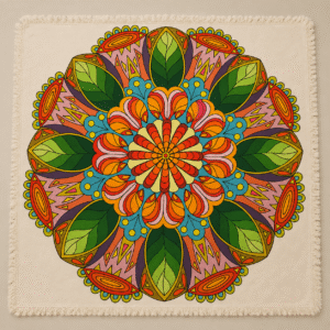 Manta Mandala decorativa con diseño floral colorido